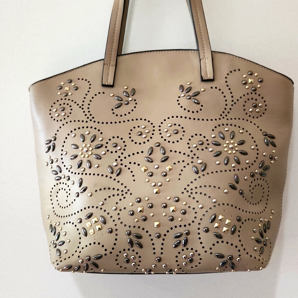 Elegant Tan Studded Women's Bag